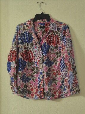 Talbots Multicolor Floral Button-Down Shirt - Pink, Blue, Red